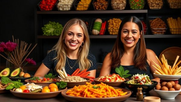 International menu translation live stream thumbnail with smiling presenters.