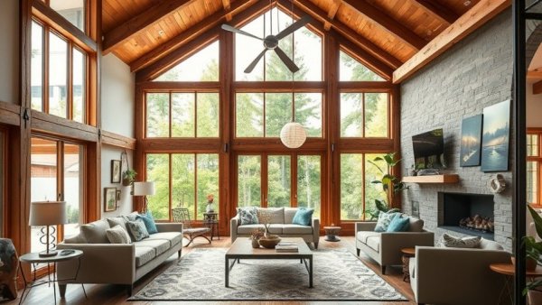 Spacious living room in Sierra retreat, highlighting real estate investment.