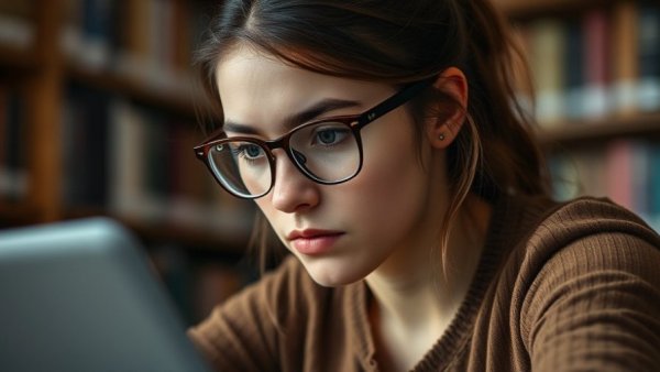 Young woman working on a laptop representing AI in the legal profession.