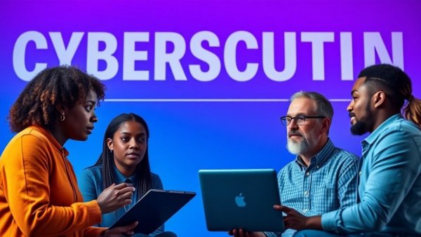 Discussion on personal responsibility in cybersecurity themes on a digital backdrop.