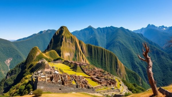Majestic Incan ruins of Machu Picchu in the Andes Mountains.