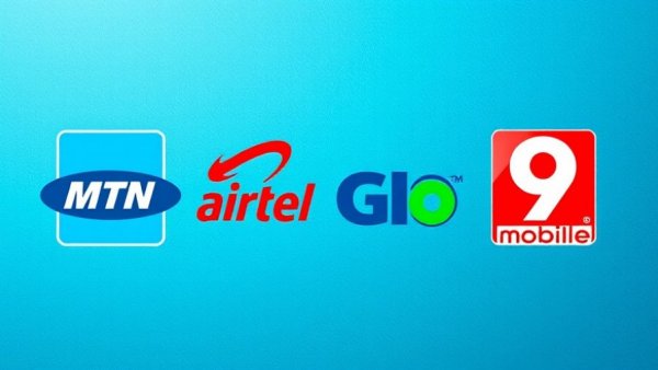 Telecom logos on gradient background to save mobile data.