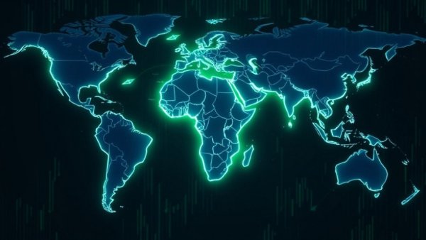 Neon map showing African remittance startups 2026 digital connectivity.