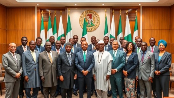 Nigerian officials posing, highlighting Nigeria security challenges.