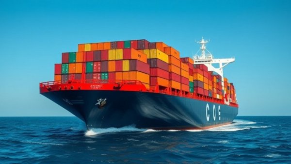 Container ship showcasing digital standards in container shipping on the ocean.