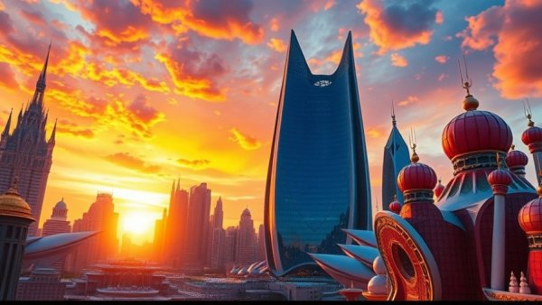 AI-powered creativity and cinematic transformations depicting a magical city.