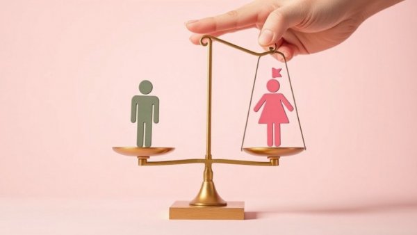 Gender symbols balanced by a hand symbolizing equality in sex education in schools.