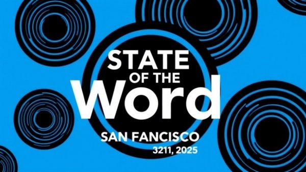 Abstract WordPress 6.9 features design with blue and black patterns.