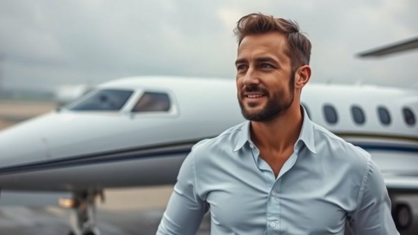 Man exiting private jet, related to FlightGuard AOG insurance.