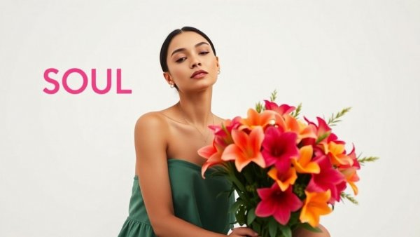 Elegant woman in green with 'Soul Music' text.