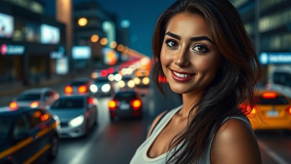 Istanbul Traffic Control Innovation presented by young woman in cityscape.