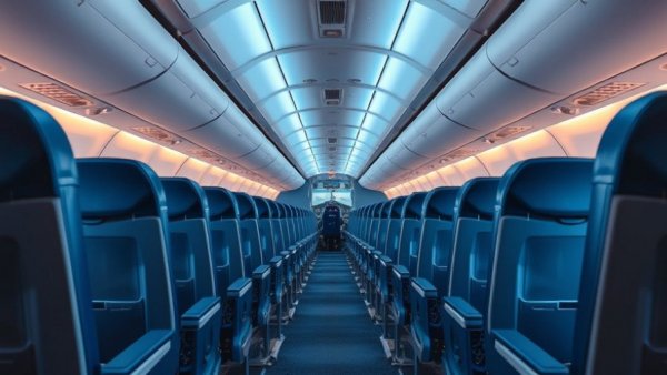 Empty airplane cabin highlighting rising airfares in Nigeria.