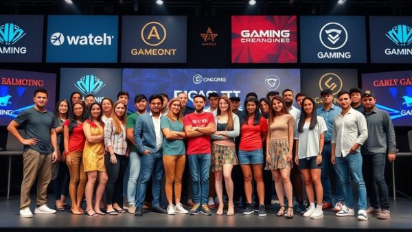 Diverse group at Africa gaming industry event, posing on stage.