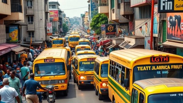Bustling Lagos street highlighting urban life amid Nigerian fintech context.