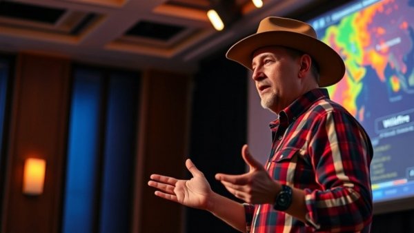 Wildfire Alert App presentation by an engaging speaker at TED Talk event.