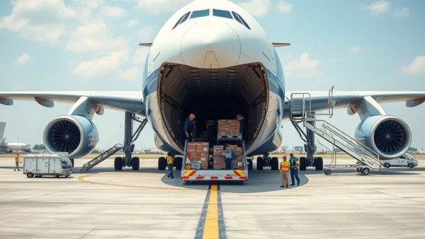 Cargo systems upgrade in progress with plane loading.