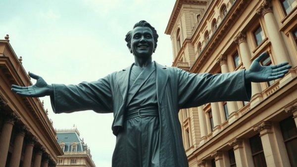 Bronze statue with outstretched arms against historical architecture, exploring 'Do nation-states shape our identity?'