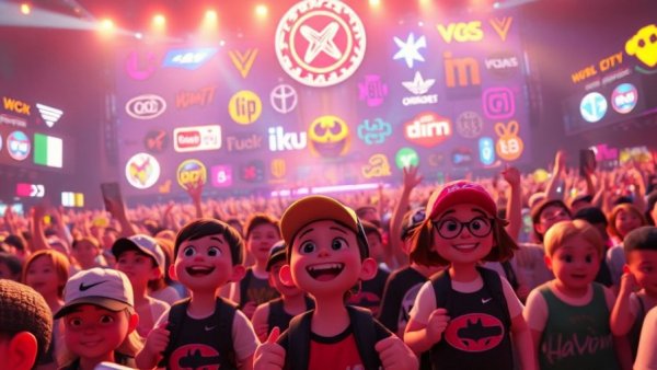 AI-powered creativity in cinematic transformations with animated characters and iconic logos.