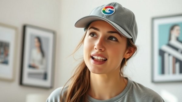 Young woman wearing Google cap discussing AI Africa film makers and developers.