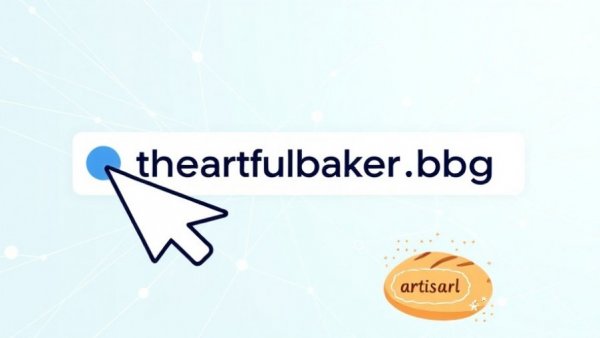 Digital illustration of blog migration, featuring 'theartfulbaker.blog'.