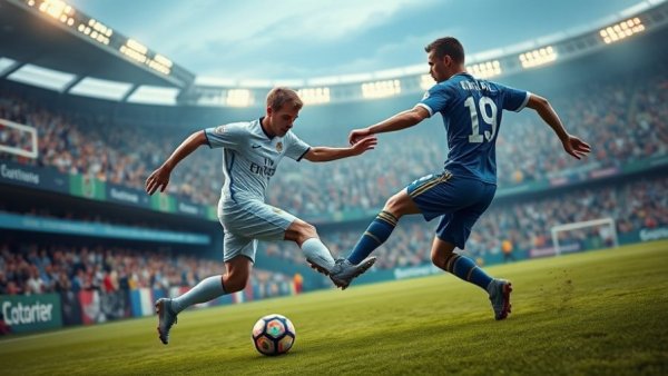 Intense AFCON 2025 soccer match highlighting economic impact.