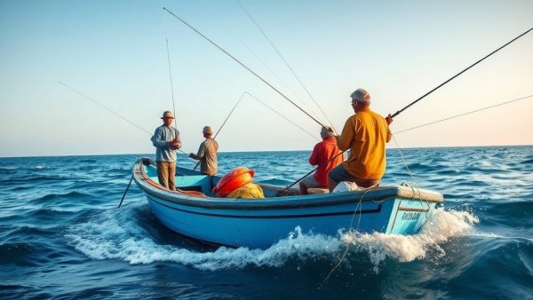 Traditional sustainable tuna fishing in the Azores, fishermen at work.