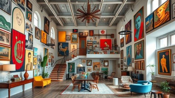 Eclectic interior design collage featuring 2025 design inspiration.