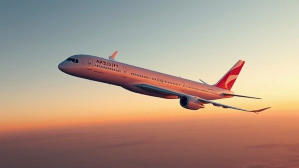 Airbus A350F flying during a serene sunset, highlighting A350F orders and milestones.