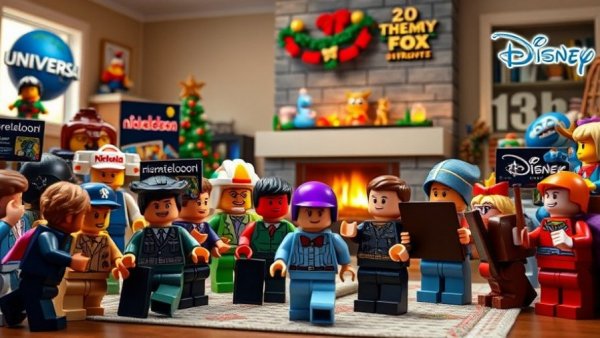 AI-powered creativity and cinematic transformations in a festive LEGO collage.