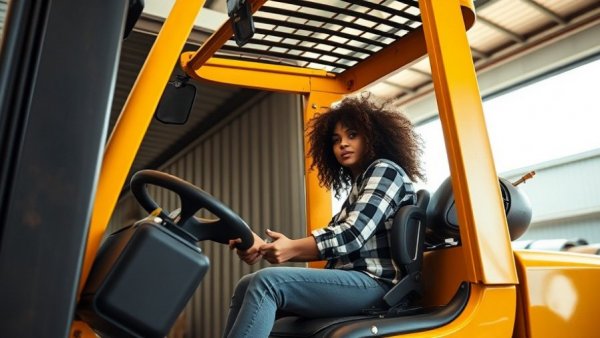 Woman operating a forklift loading a truck in a supply chain environment.