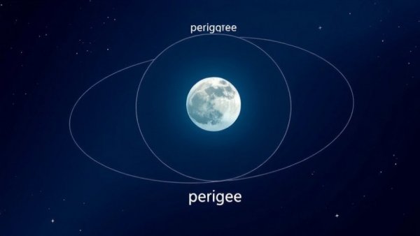 Illustration showing Earth's orbit with moon at perigee.