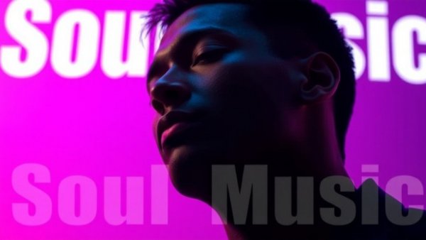 Soul Music channel poster with man in purple lighting.