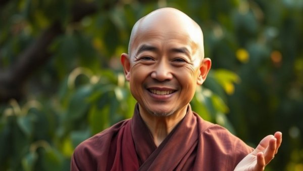 Peaceful monk discussing Framework for 2026 Goals with serene expression.