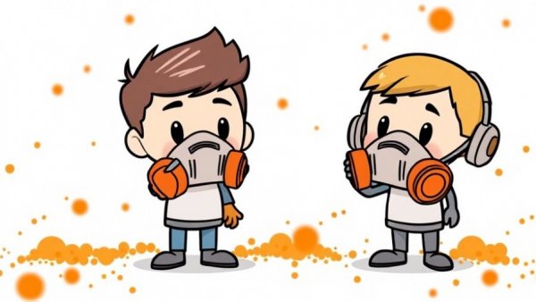 Cartoon characters demonstrating NIOSH-approved respirators in safety protocols.