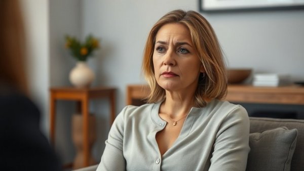 Concerned woman discussing Israel's ban on Gaza access.