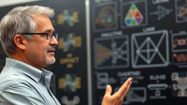 Educator discussing AI policy on LLM-D scaling, colorful diagram.