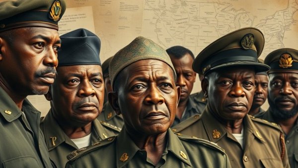 Nigeria's historical leaders reflecting on the 1996 coup, symbolizing the nation's fight for truth and unity.