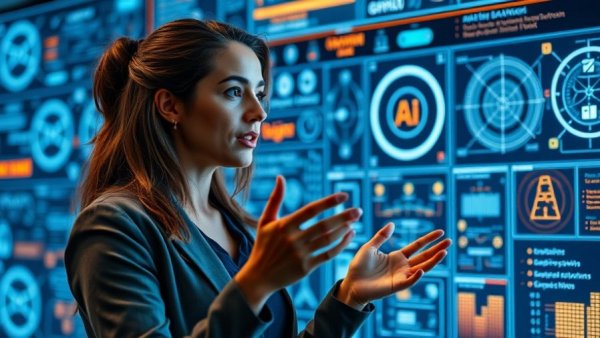 Expert presenting Infrastructure for Scalable AI concepts on digital board.