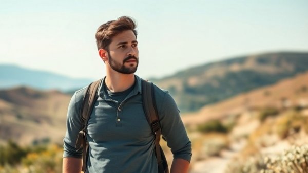 AI mapping new medicines concept with man walking in nature.