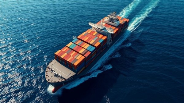 Impact of Red Sea disruption on ocean freight with large container ship.