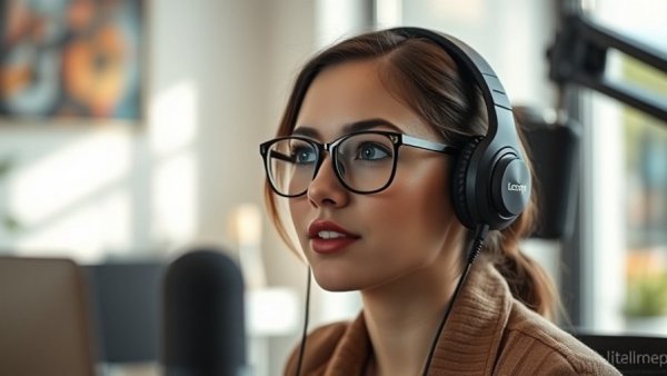 Young woman in podcast discusses passkeys security resolution 2026.