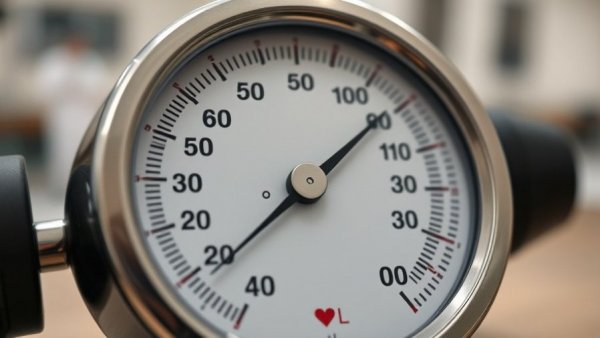 Detailed sphygmomanometer dial with blood pressure readings for nurses.