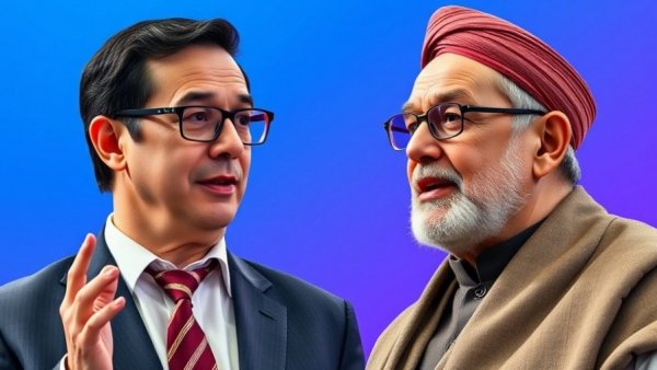 Discussion on Africa election 2027 with two men, vibrant background.