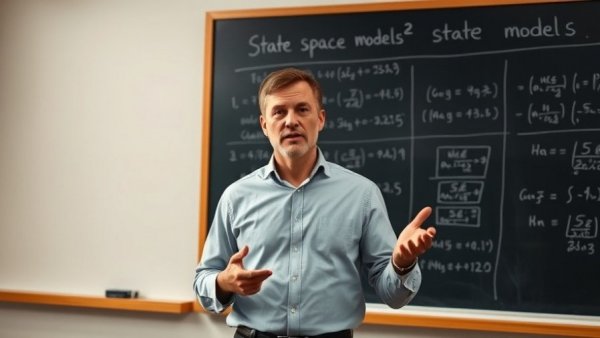 AI policy and governance for Africa: Man explaining state space models on a blackboard.