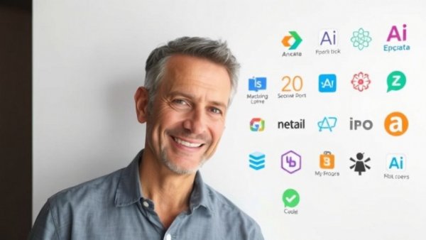AI subscription choices displayed next to smiling man and logos.