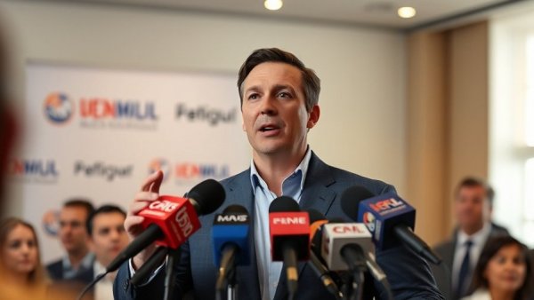 Speaker discusses Trump's Gaza Proposal at media event.