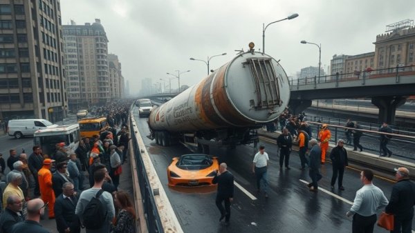 Tanker overturn causes chaos on Tincan Liverpool Bridge, Lagos.