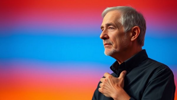 Win-lose thinking in business TED Talk theme with speaker in thoughtful pose.