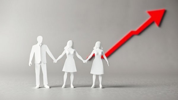 Paper cutout family and red arrow depicting child care affordability crisis.