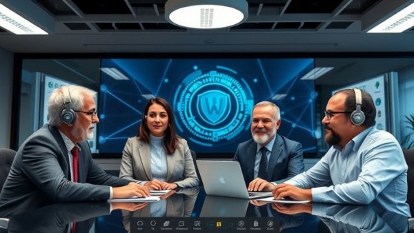 Panel discussing cybersecurity training in a virtual meeting.